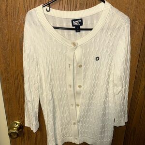 Lands' End Ivory Cable Knit Sweater